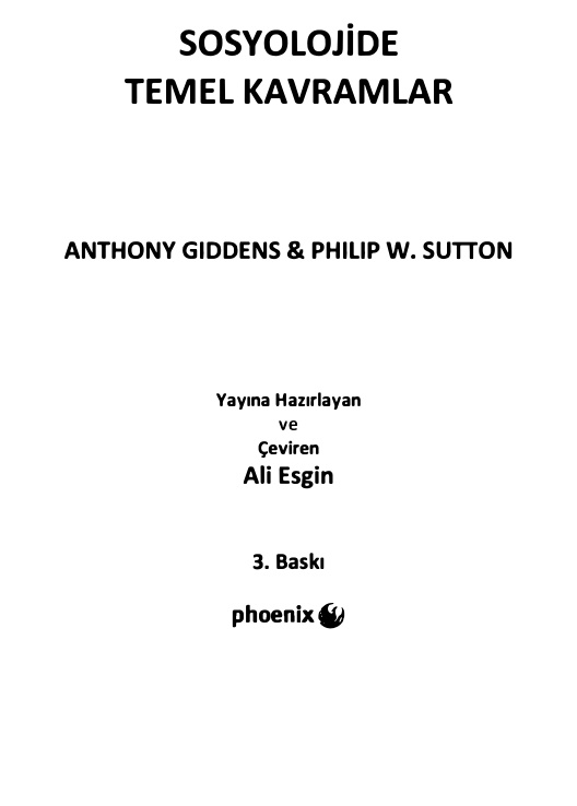 Sosyoloji’de Temel Kavramlar PDF – Anthony Giddens, Philip W. Sutton