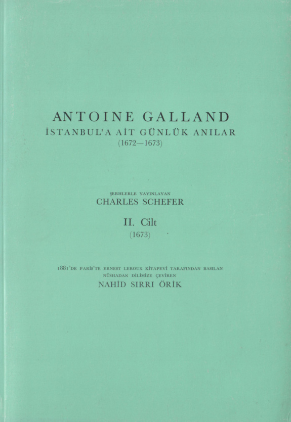 Antoine Galland İstanbul'a Ait Günlük Anılar Cilt II TTK Yayınları Kitap Kapağı