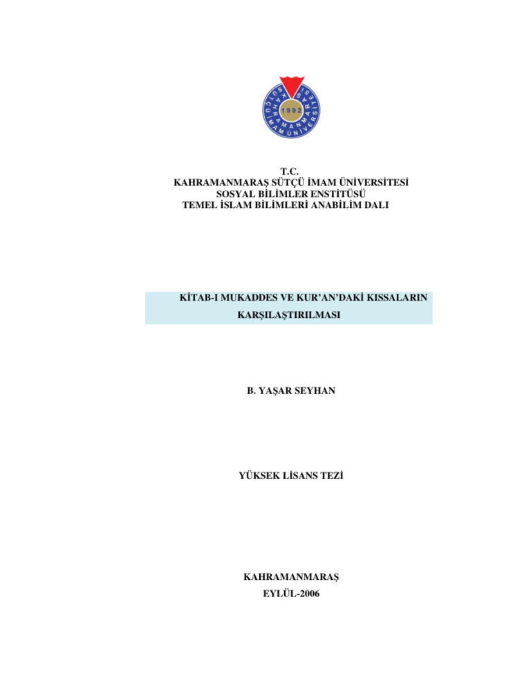 B.Yasar Seyhan Kitabi Mukaddes Ve Kurandaki Kissalarin Karsilastirilmasi Kitap Kapağı