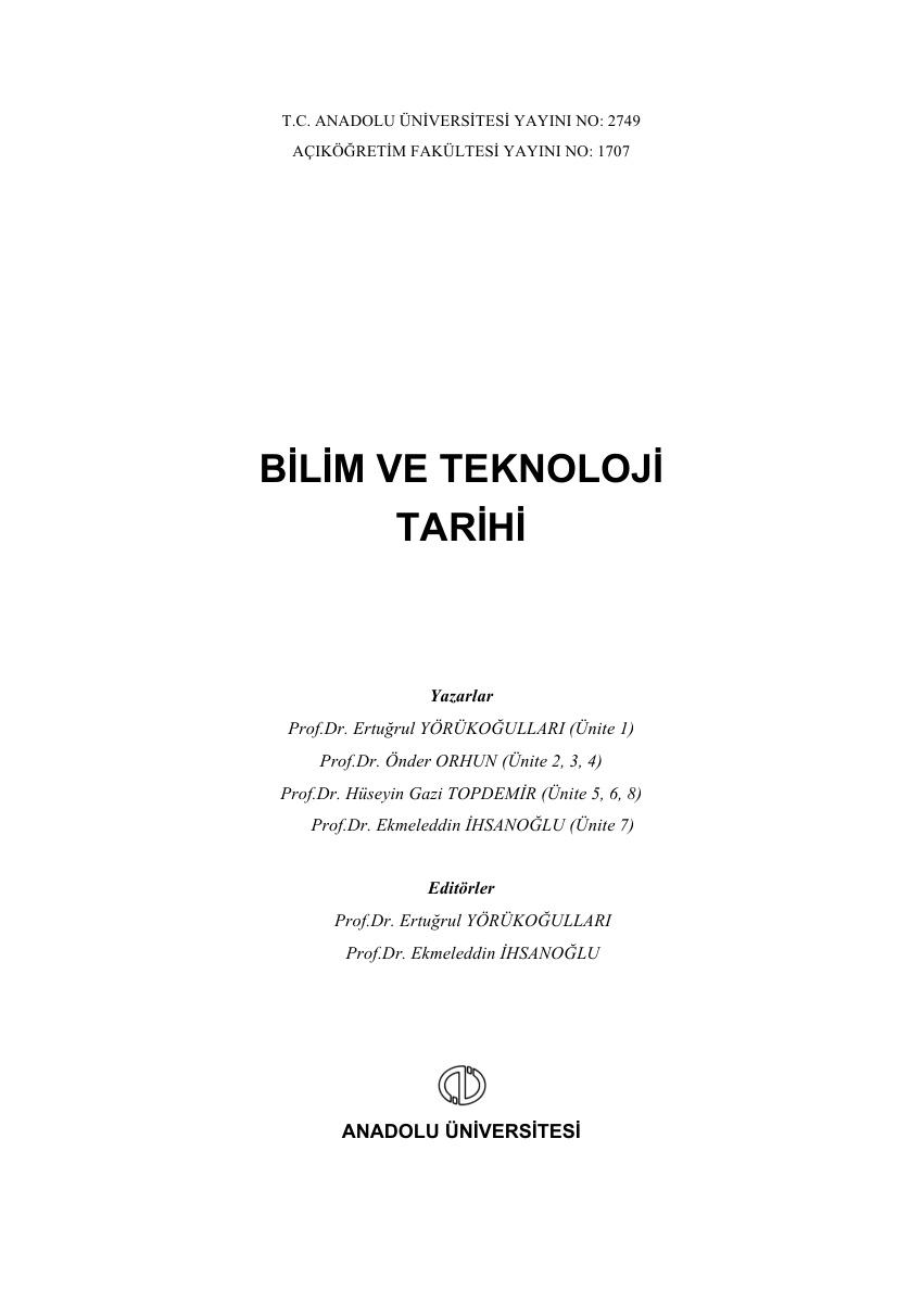 Bilim ve Teknoloji Tarihi PDF - Kolektif 1 Bilim ve Teknoloji Tarihi