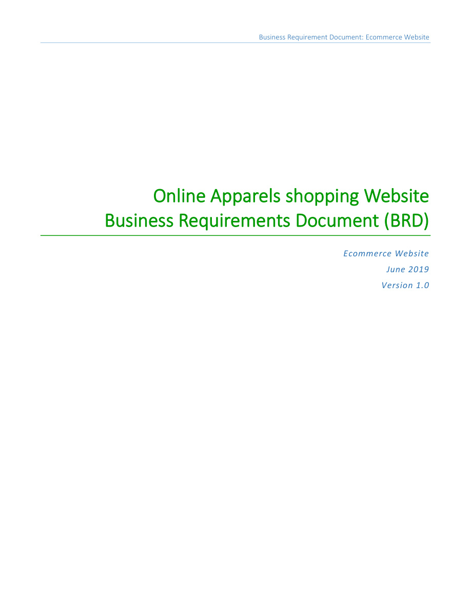 BRD: Ecommerce PDF – Unknown