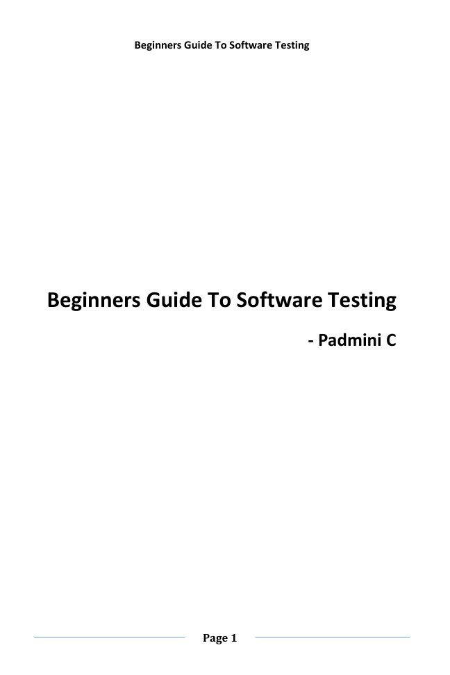 Beginner Guide to Software Testing PDF – Unknown