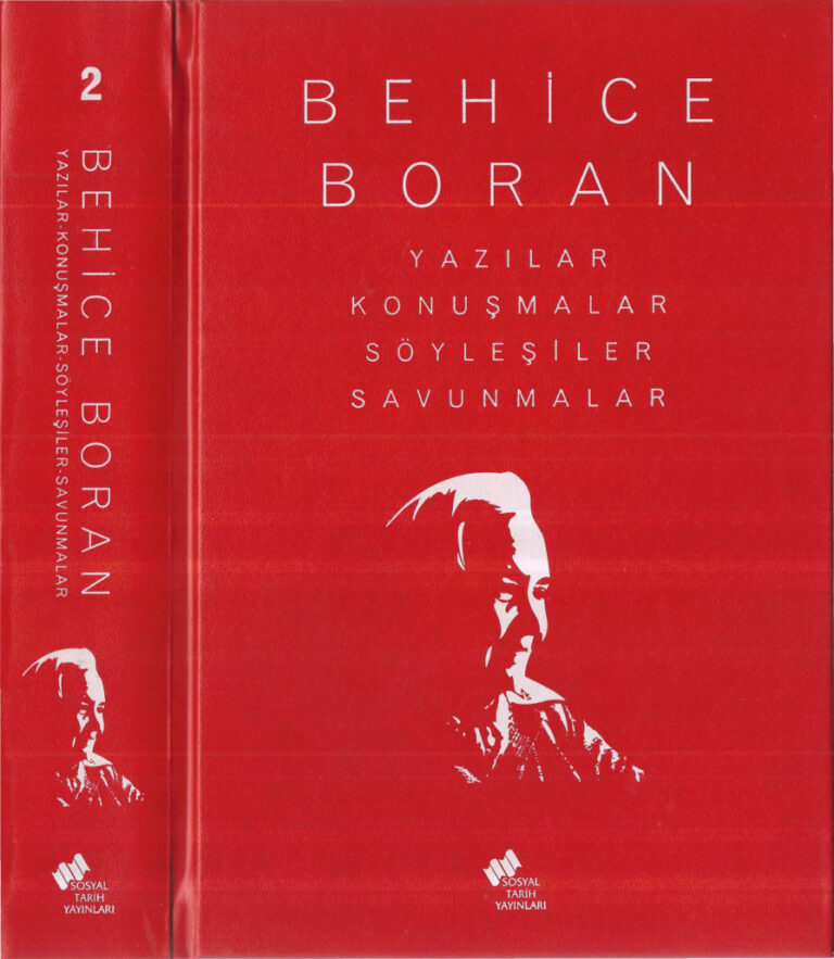 Behice Boran Yazılar Konuşmalar Söyleşiler Savunmalar 2 Sosyal Tarih Yayınları Kitap Kapağı