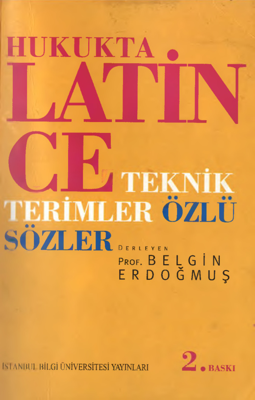 Hukukta Latince Teknik Terimler Özlü Sözler PDF – Belgin Erdoğmuş
