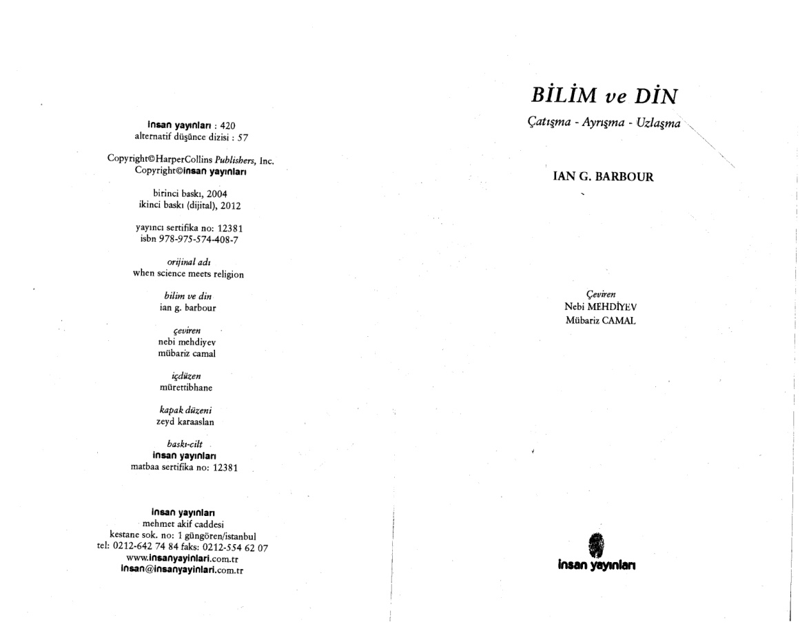 Bilim ve Din PDF – Ian G. Barbour
