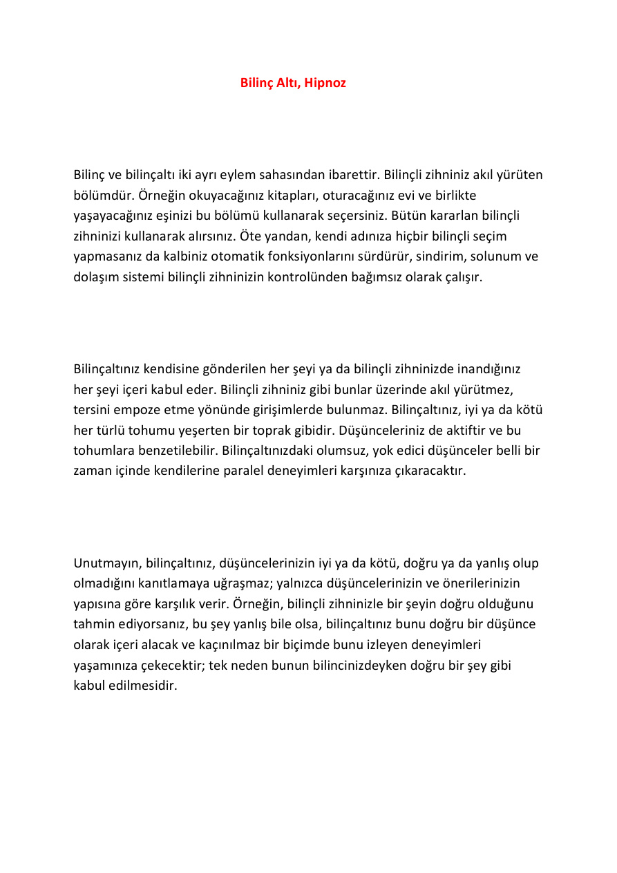 Bilinç Altı, Hipnoz PDF – Kolektif