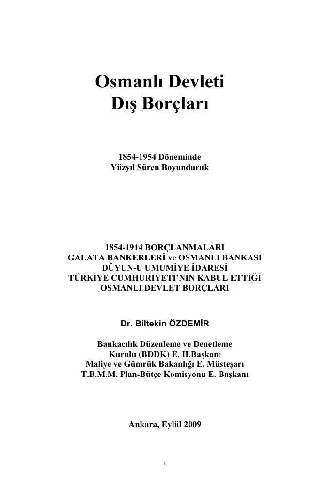 Osmanlı Devleti Dış Borçları PDF – Bilkent Özdemir