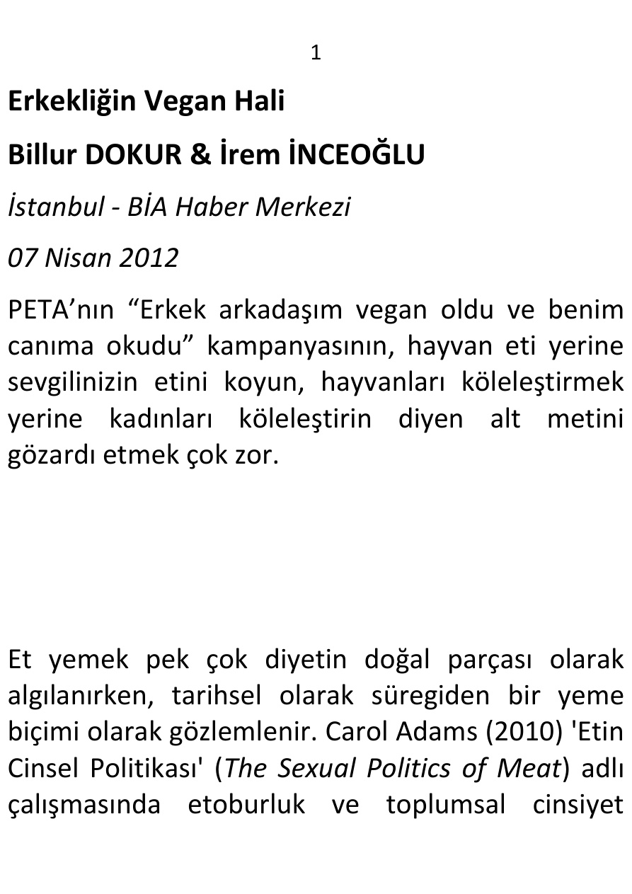 Erkekliğin Vegan Hali PDF – Billur Dokur & İrem İnceoğlu