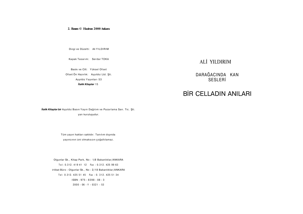 Bir Celladin Anilari Ali Yildirim Kitap Kapağı