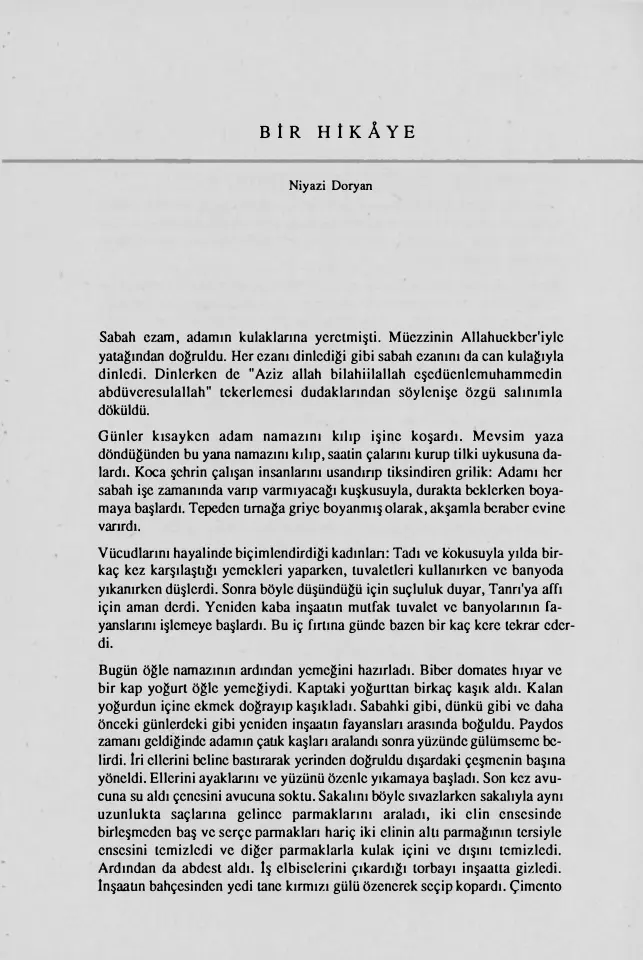 Bir Hikâye PDF – Niyazi Doyran