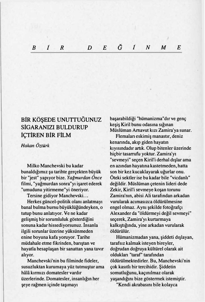 Bir Köşede Unuttuğunuz Sigaranızı Buldurup İçtiren Bir Film PDF – Hakan Öztürk