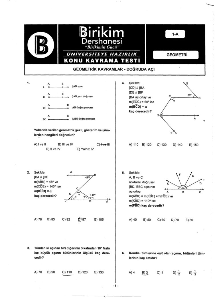 Birikim Yayınları Geometri Soru Bankası Kitap Kapağı