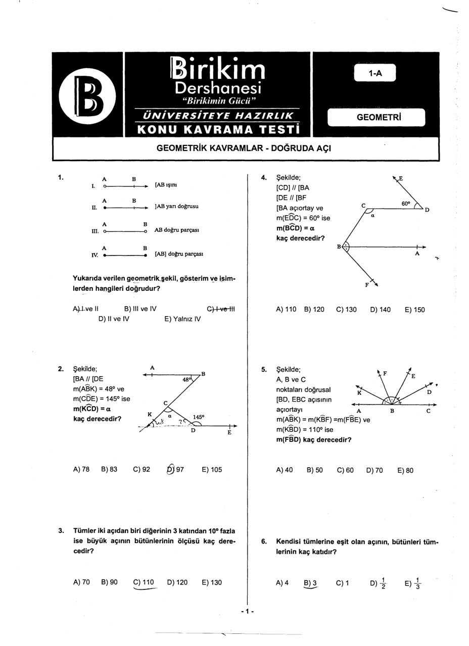 Birikim Yayınları Geometri Soru Bankası PDF – Birikim Yayınları Komisyon