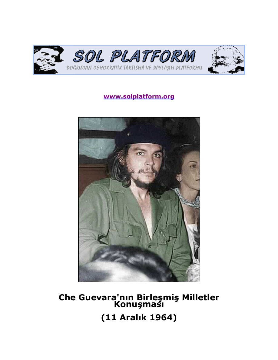 Birleşmiş Milletler Konuşması PDF – Che Guevara