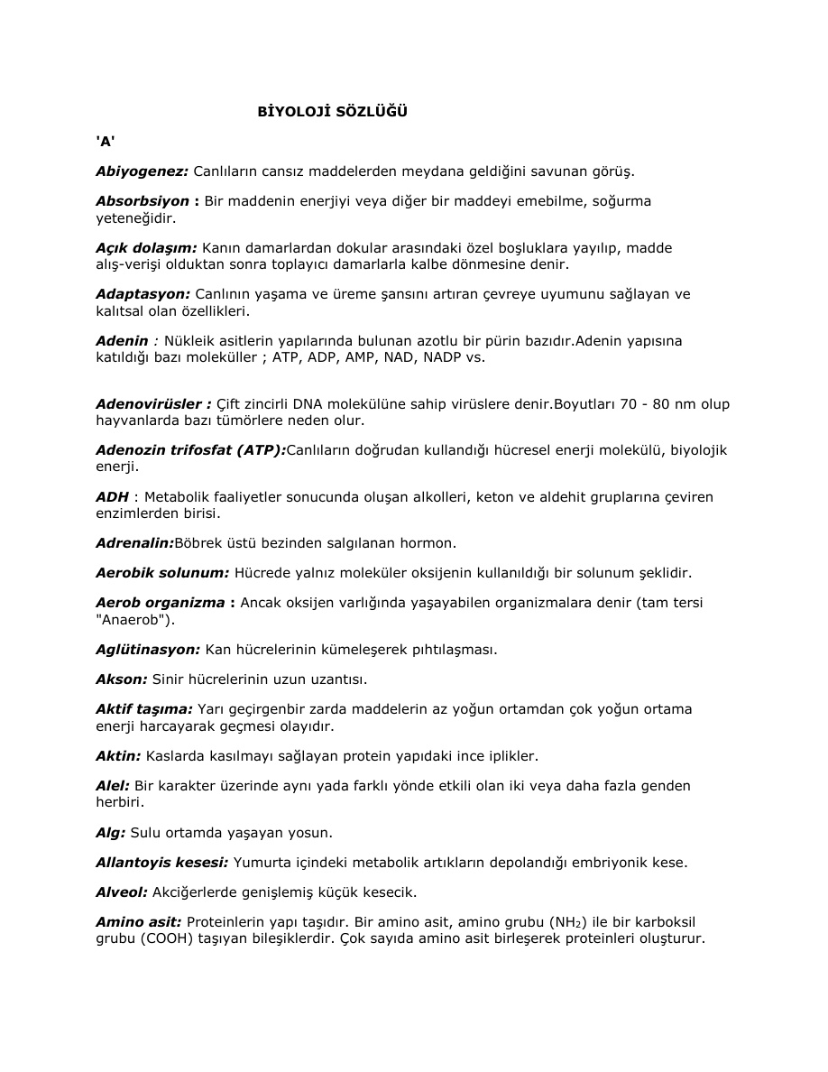 Biyoloji Sözlüğü PDF – Kolektif