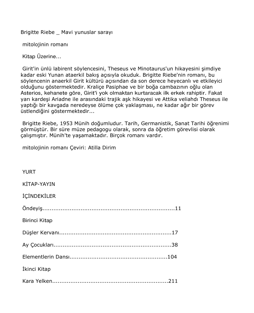 Mavi Yunuslar Sarayı PDF – Brigitte Riebe