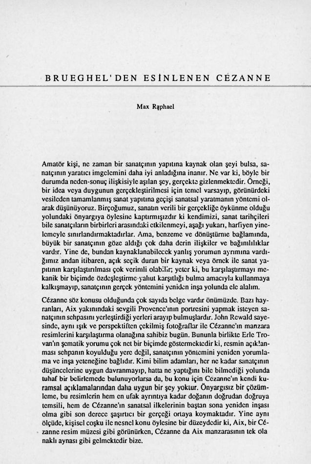 Brueghel’den Esinlenen Cézanne PDF – Max Raphael