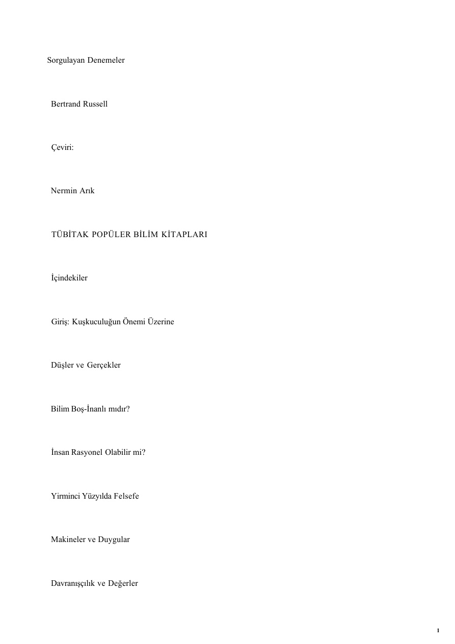 Sorgulayan Denemeler PDF – Brussel (Betrand Russell)