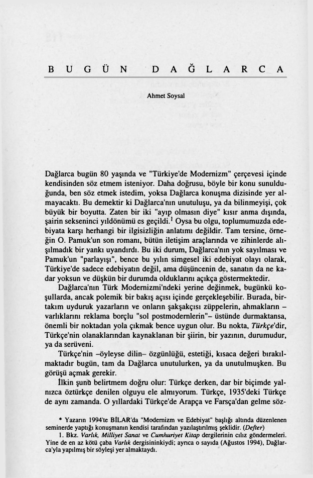 Bugün Dağlarca PDF – Ahmet Soysal