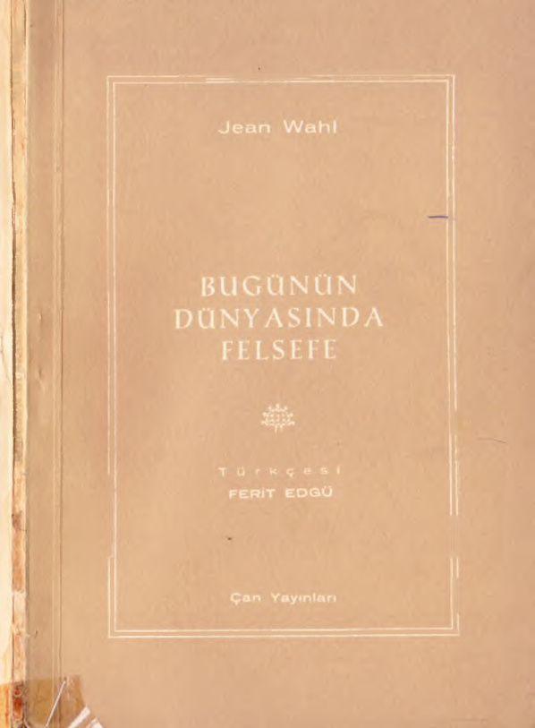 Bugünün Dünyasında Felsefe PDF – Jean Wahl