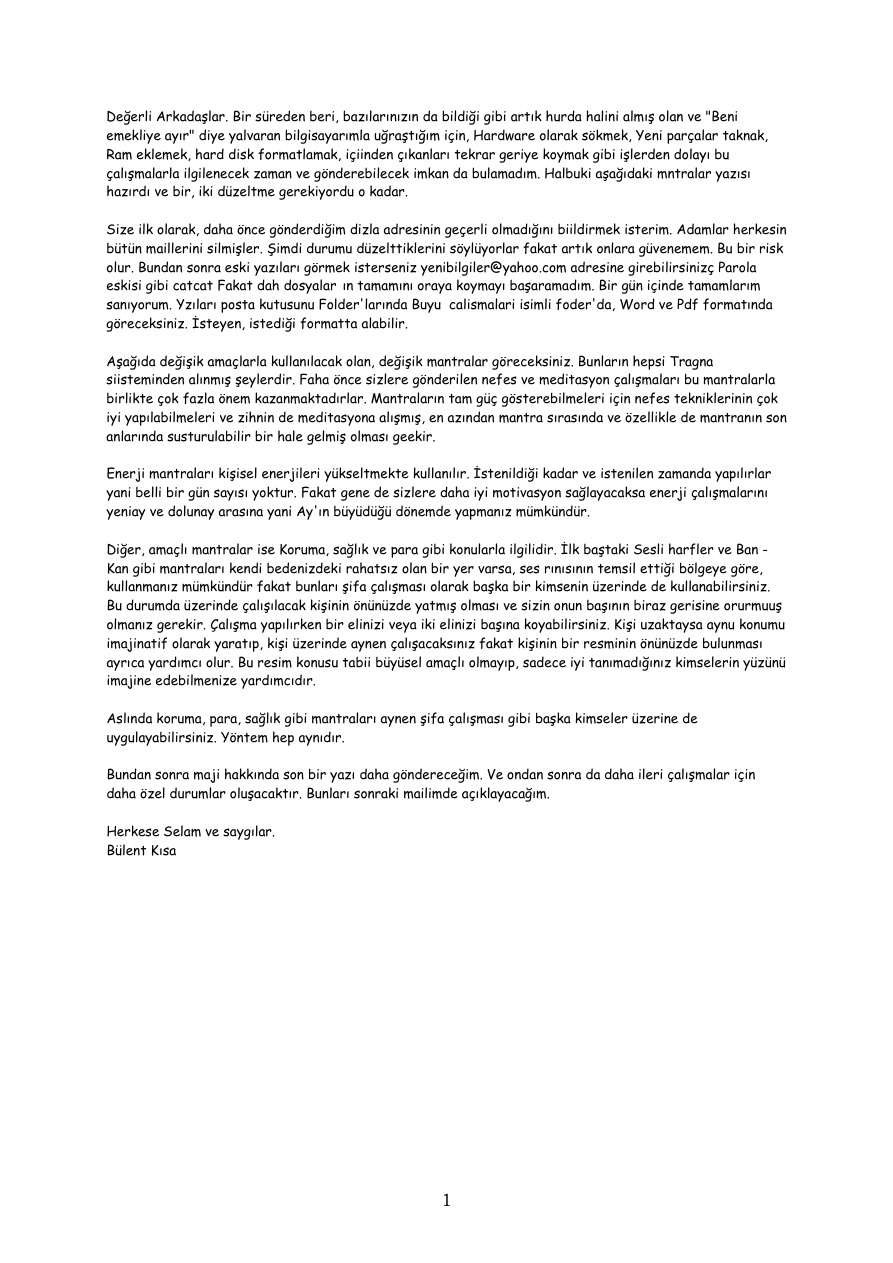 Mantra PDF – Bülent Kısa