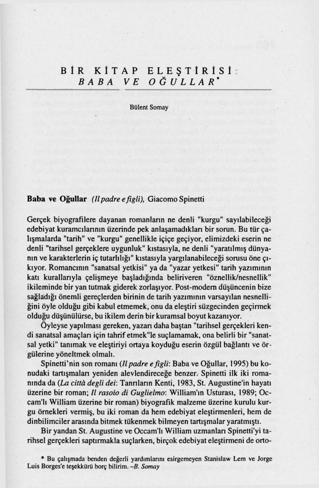 Bir Kitap Eleştirisi; Baba ve Oğullar PDF – Bülent Somay