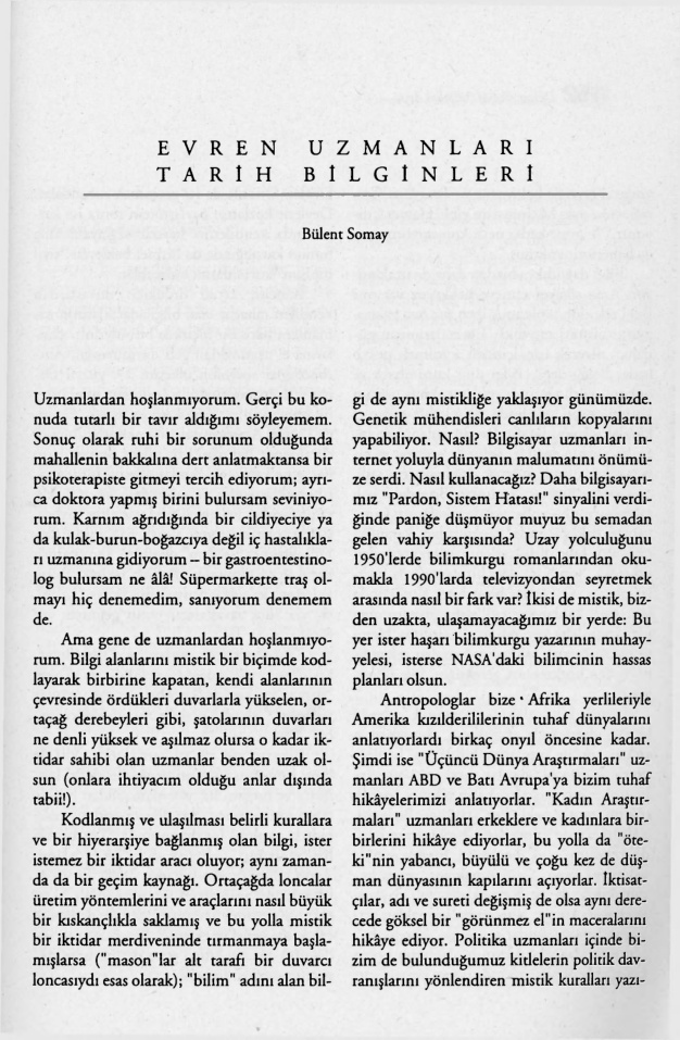 Evren Uzmanları, Tarih Bilginleri PDF – Bülent Somay