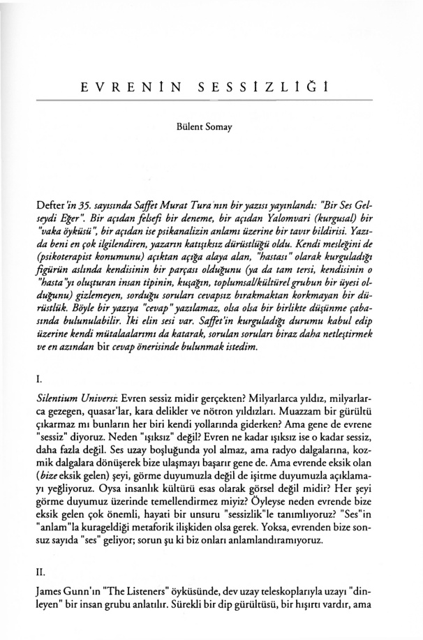 Evrenin Sessizliği PDF – Bülent Somay