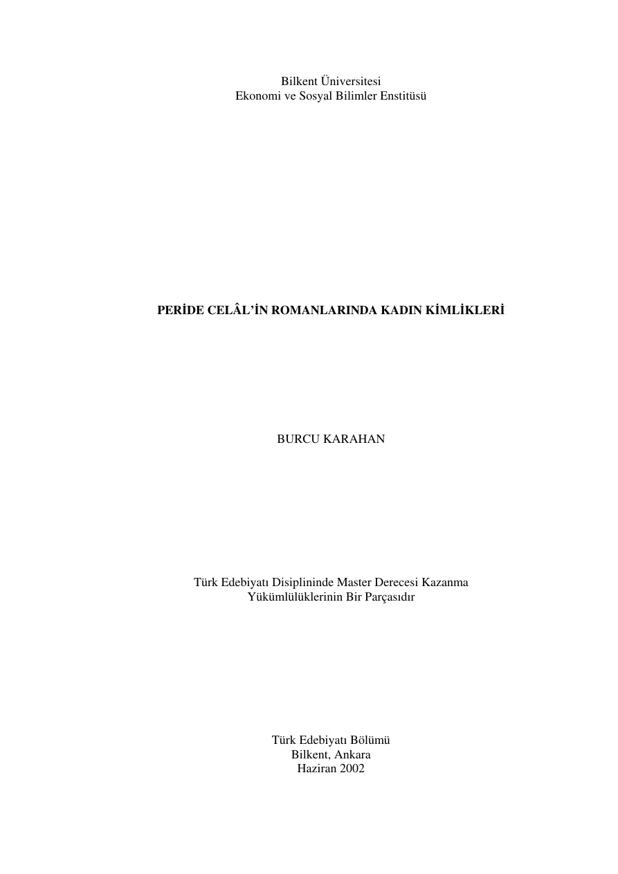 Peride Celal’in Romanlarında Kadın Kimlikleri PDF – Burcu Karahan