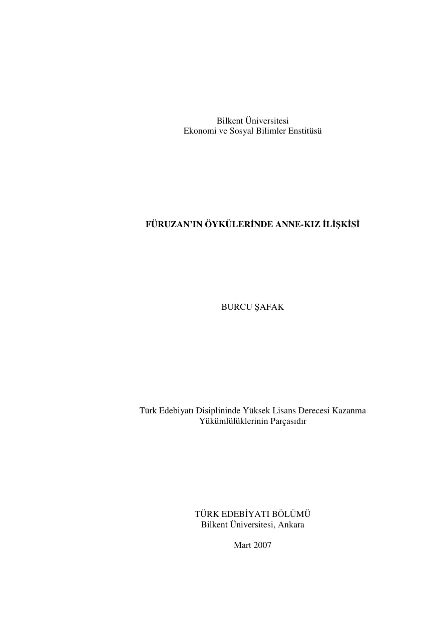 Füruzan’ın Öykülerinde Anne-Kız İlişkisi PDF – Burcu Şafak