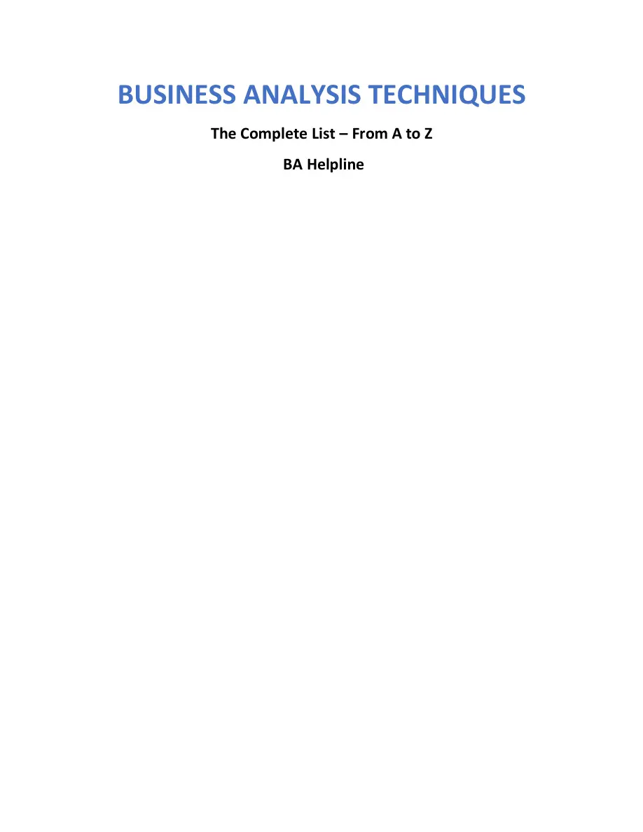 Business Analysis Techniques PDF – Unknown
