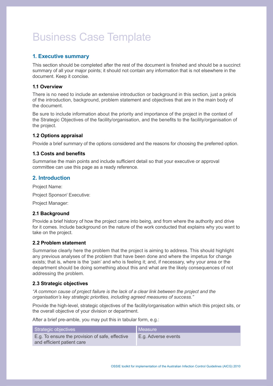 Business Case Template PDF – Unknown