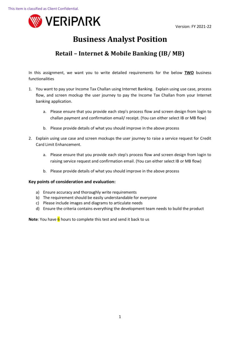 Business Analyst Test Assignment Retail IBMB v 1.0 Kitap Kapağı
