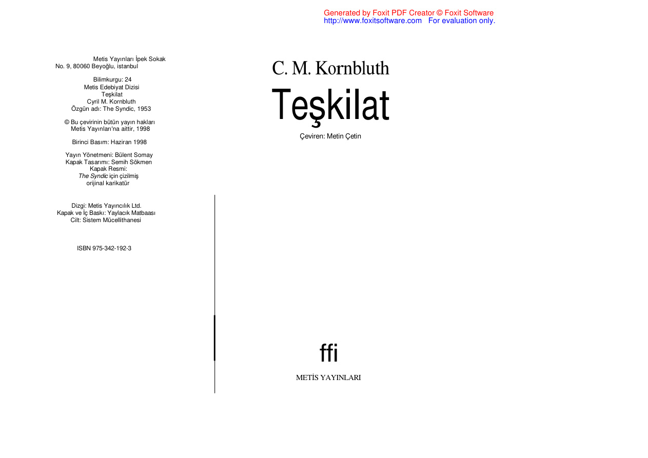 Teşkilat (Kornbluth) PDF – C. M. Kornbluth
