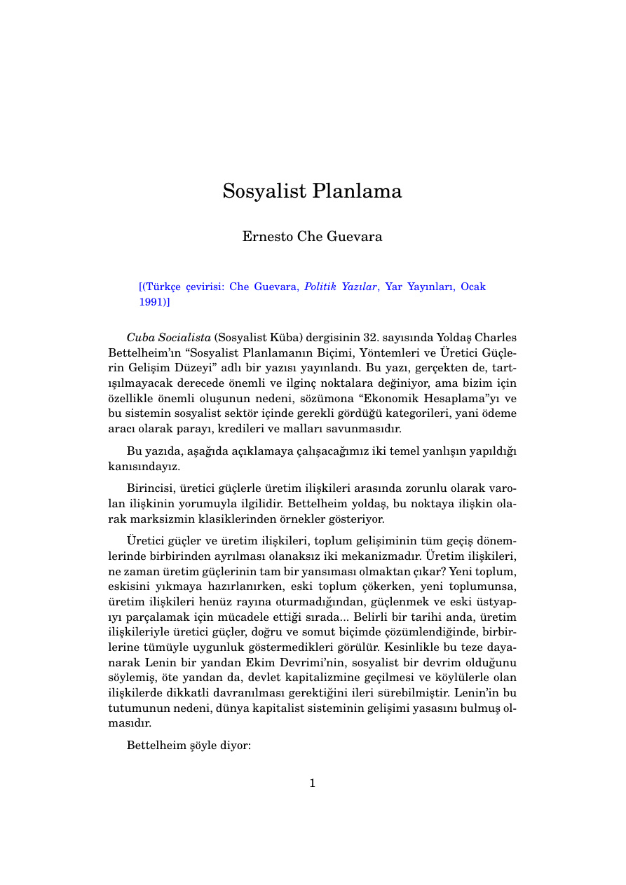 Sosyalist Planlama PDF – Ernesto Che Guevara