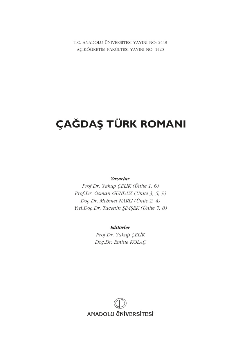Çağdaş Türk Romanı PDF – Kolektif / İnceleme