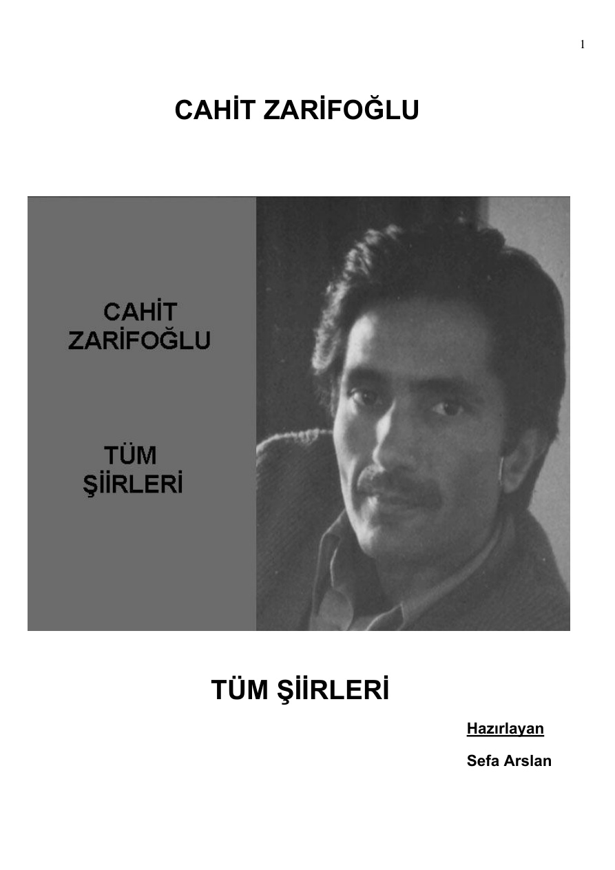 Tüm Şiirleri PDF – Cahit Zarifoğlu