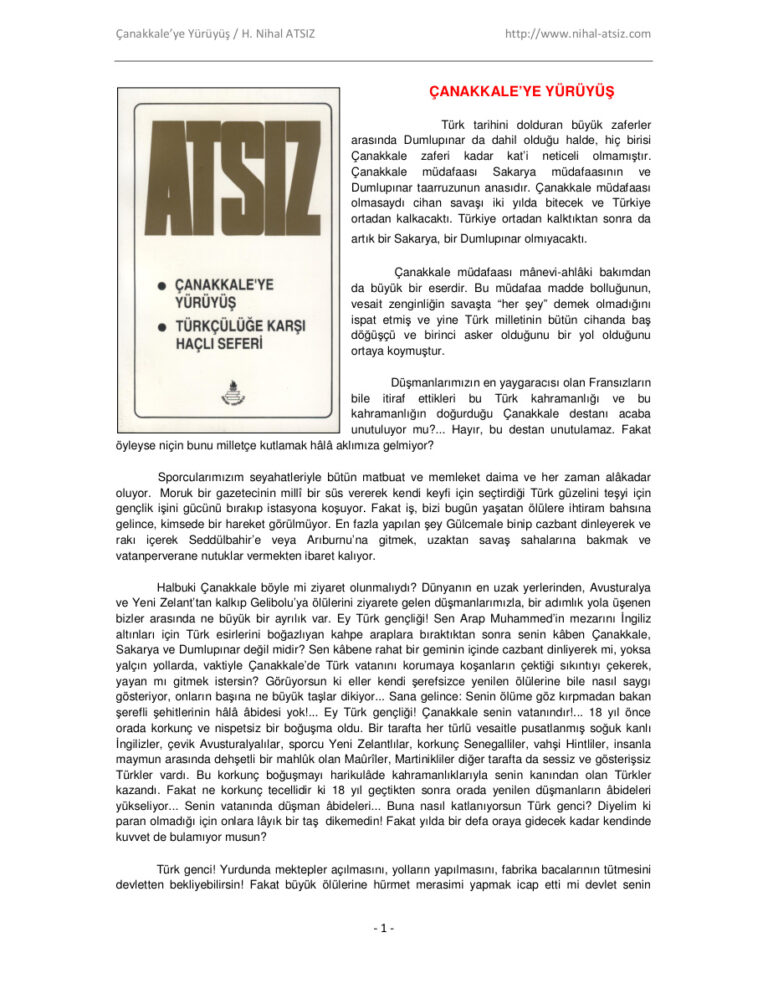 Çanakkaleye Yürüyüş Kitap Kapağı