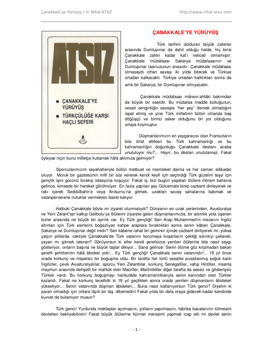 Çanakkaleye Yürüyüş PDF – Anonim / Kolektif