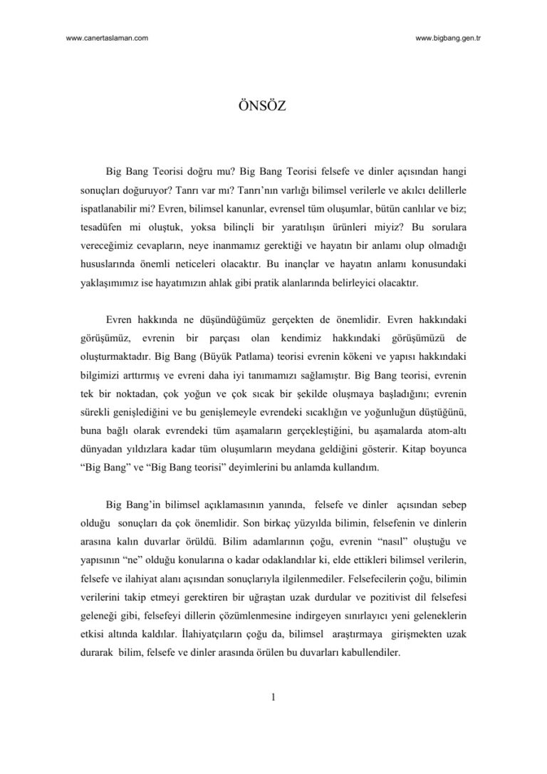 Big Bang ve Tanrı PDF - Caner Taslaman 21 Caner Taslaman Big Bang Tanrı Kitap Kapağı