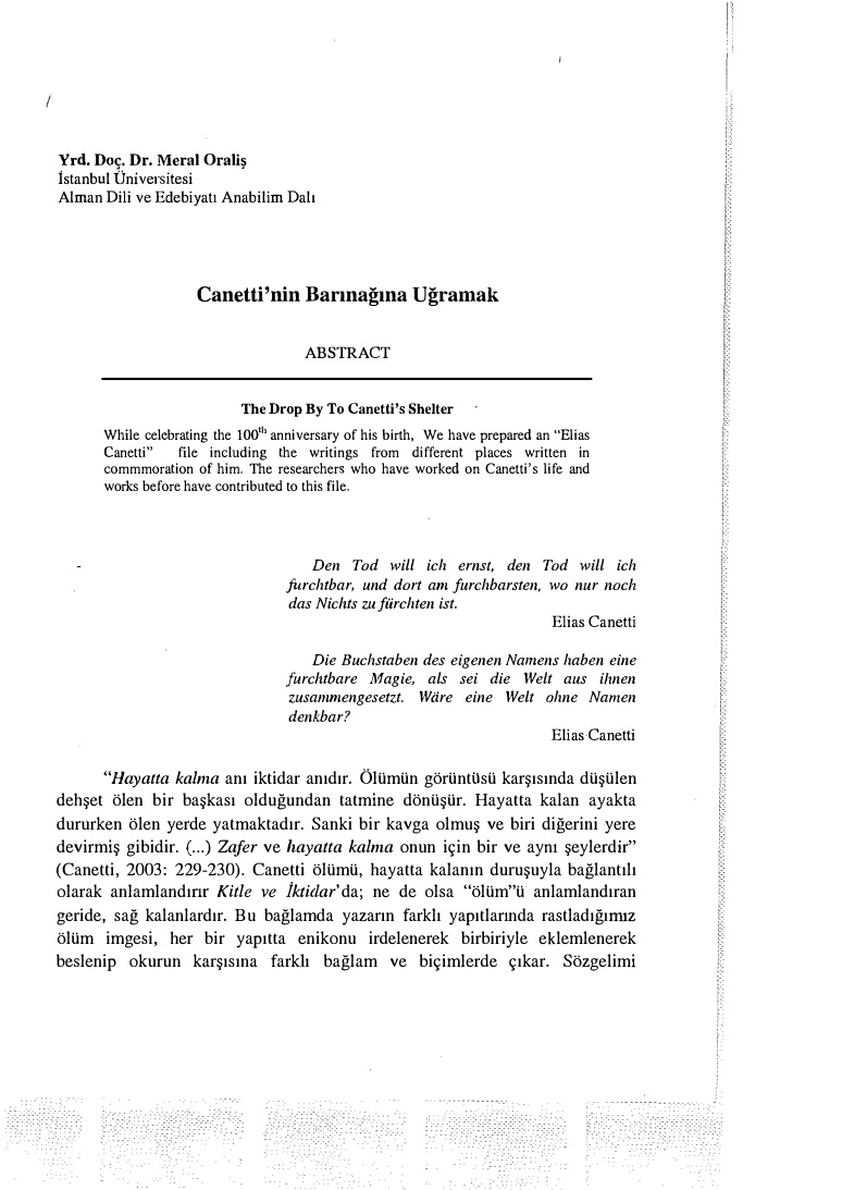 Canetti’nin Barınağına Uğramak PDF – Kolektif / İnceleme