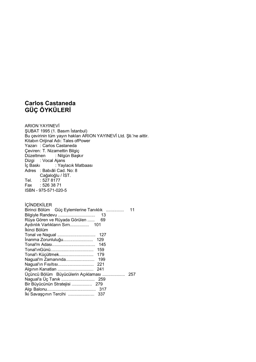 Güç Öyküleri PDF – Carlos Castaneda