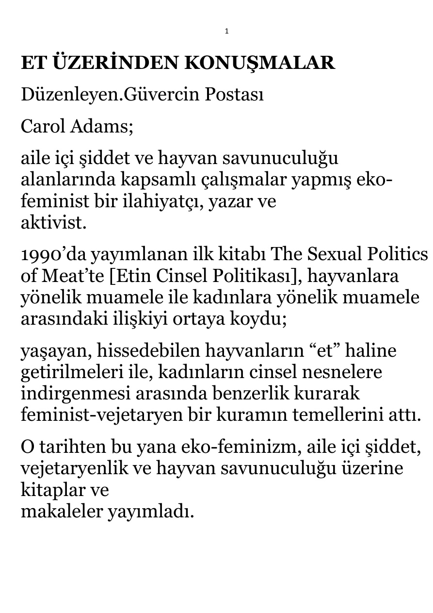Et Üzerinden Konuşmalar (Röportaj) PDF – Carol J. Adams