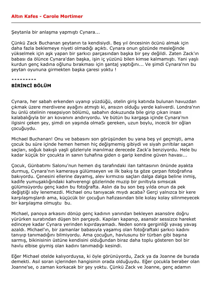 Altın Kafes PDF – Carole Mortimer