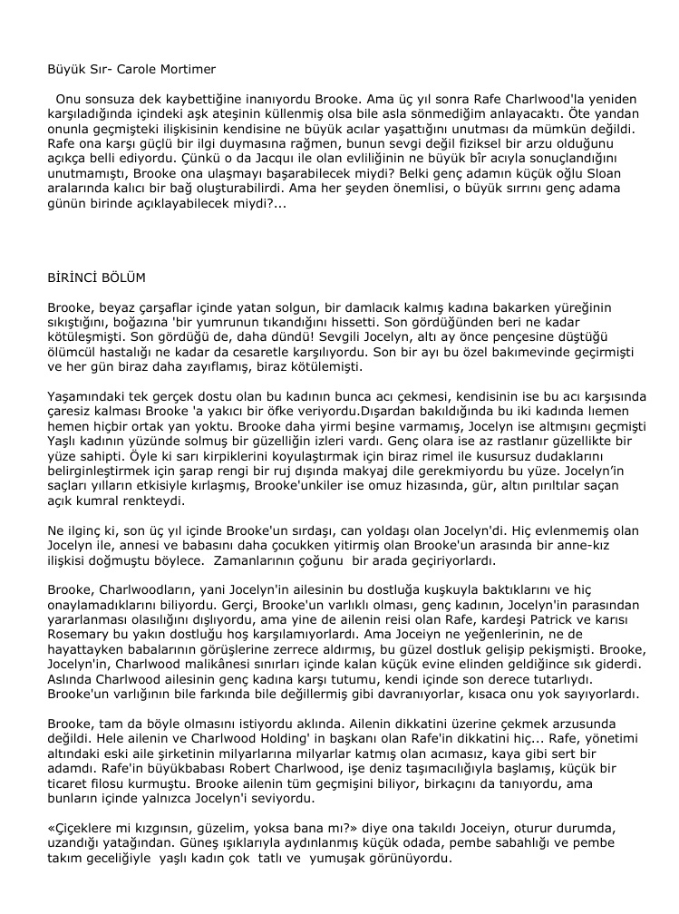 Büyük Sır PDF – Carole Mortimer