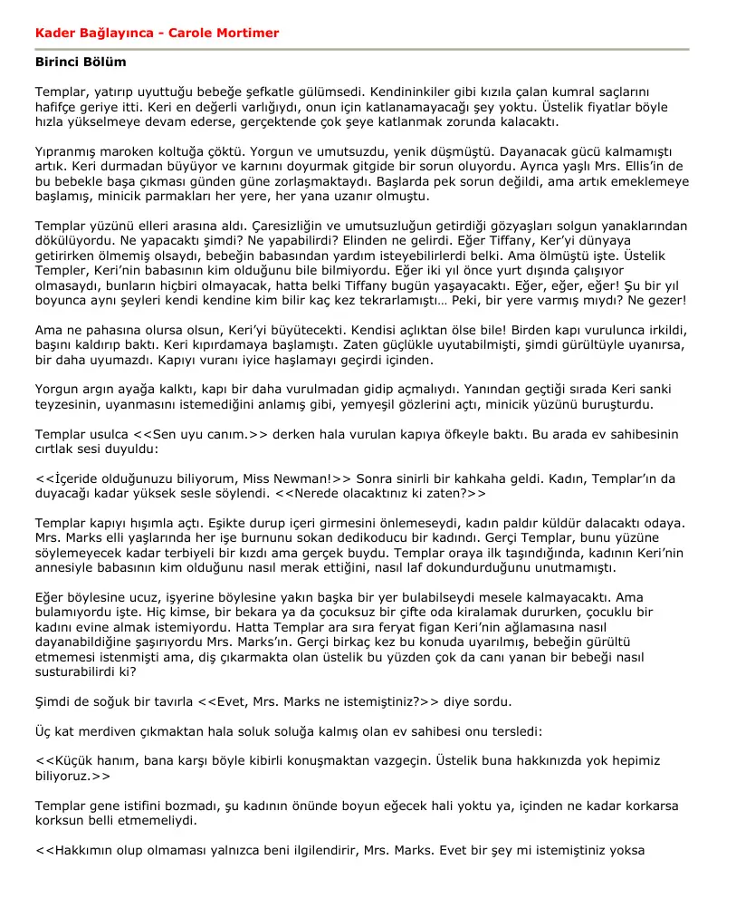 Kader Bağlayınca PDF – Carole Mortimer