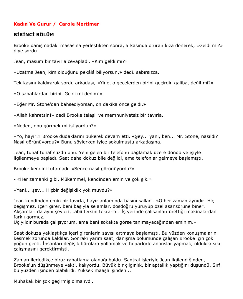 Kadın ve Gurur PDF – Carole Mortimer