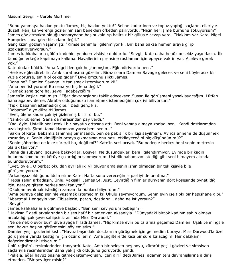 Masum Sevgili PDF – Carole Mortimer