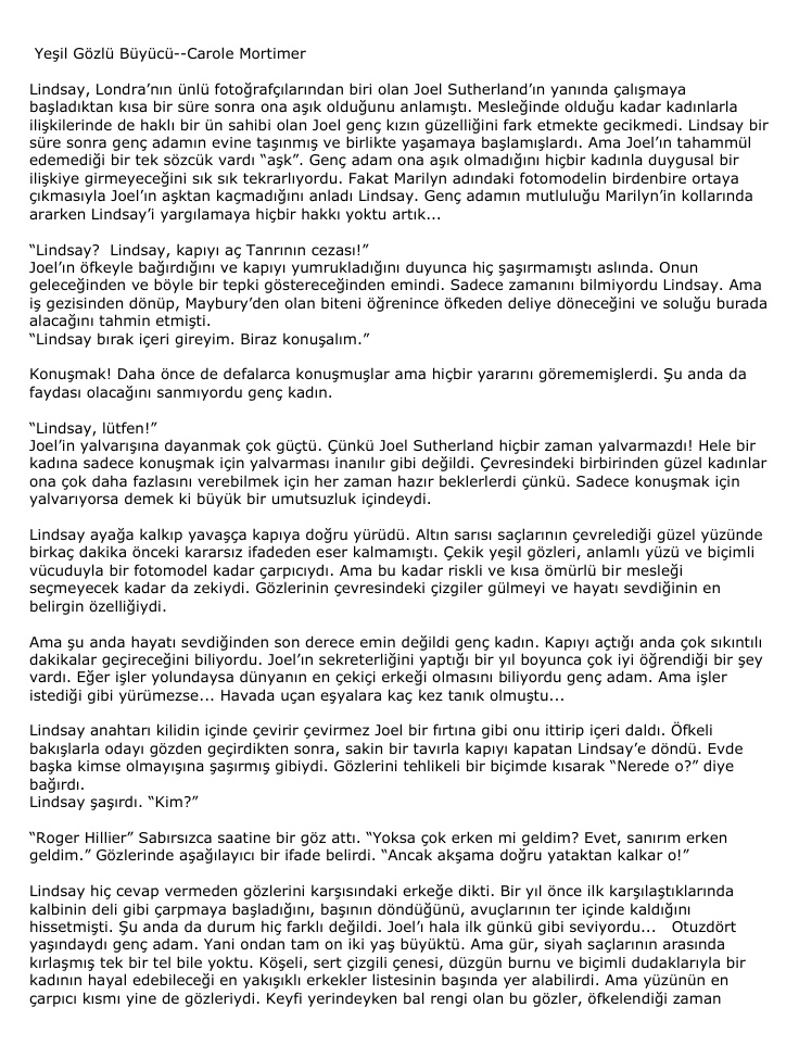Yeşil Gözlü Büyücü PDF – Carole Mortimer