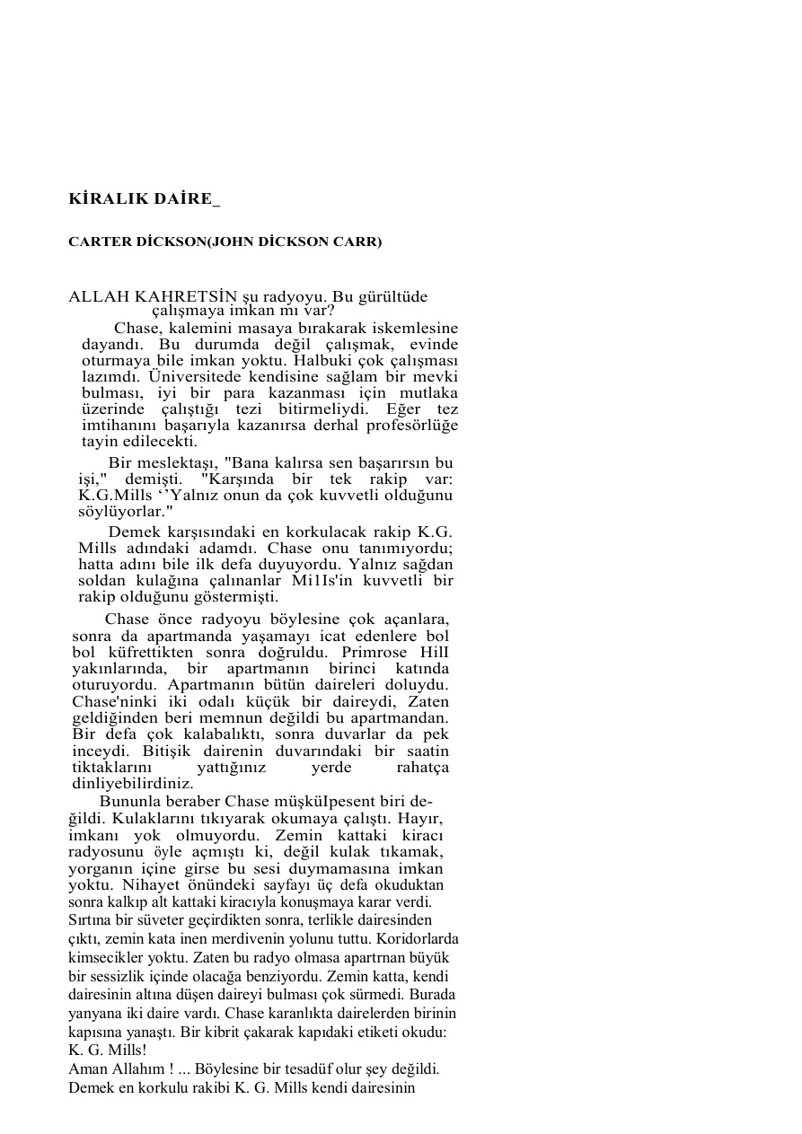 Kiralık Daire PDF – Carter Dickson (John Dickson Carr)